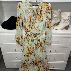 Mint Autumn Floral Long Sleeve Maxi Dress